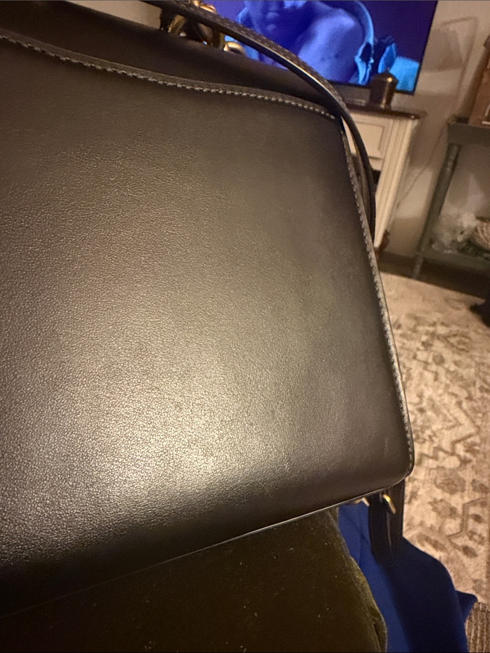 Coach Black Leather Top-Handle Satchel with Signature C - Picture 14 of 16